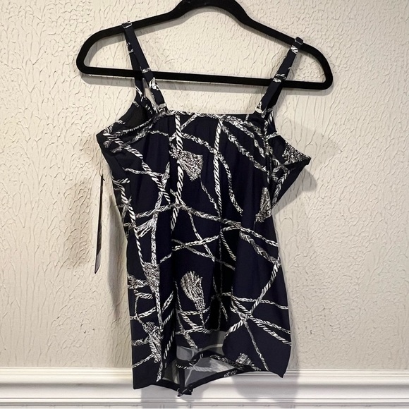Miraclesuit Navy and White Nautical Rope design Tankini TOP ONLY size 8 - Picture 4 of 12